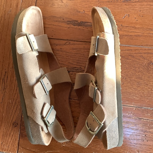 Eastland Charlestown Women’s Sandal Tan Double Strap Suede Buckle Close Size 11 - Picture 3 of 11